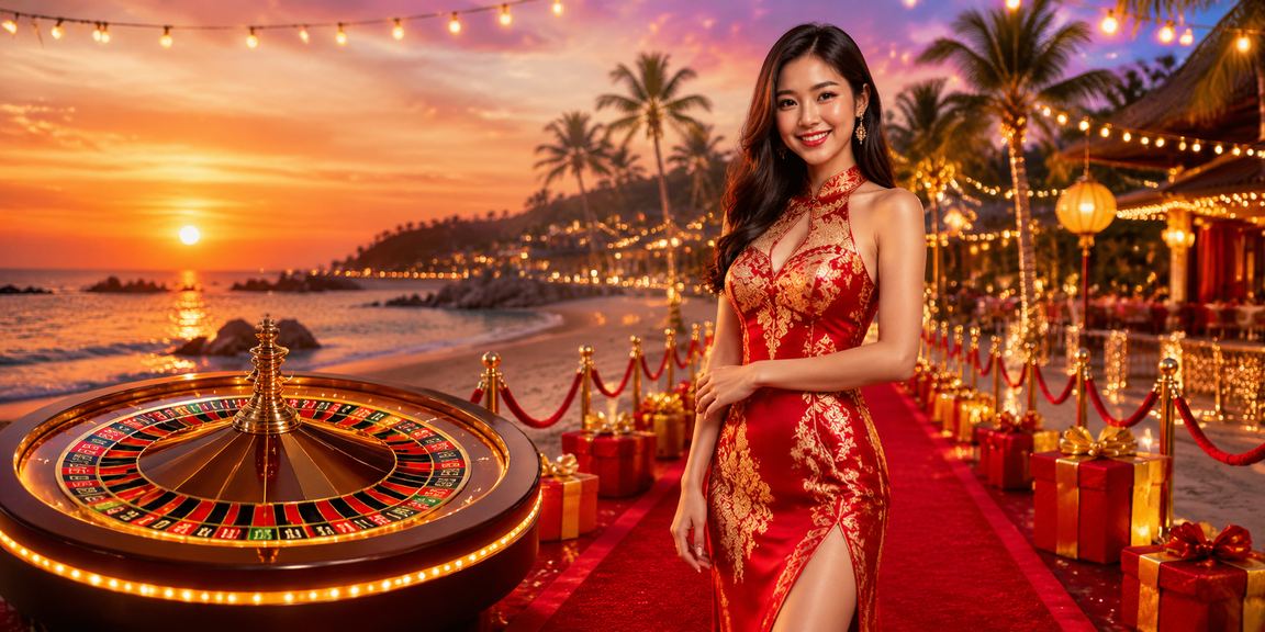 Người chơi tại Phú Quốc tham gia bàn roulette VIP bên bờ biển buổi tối